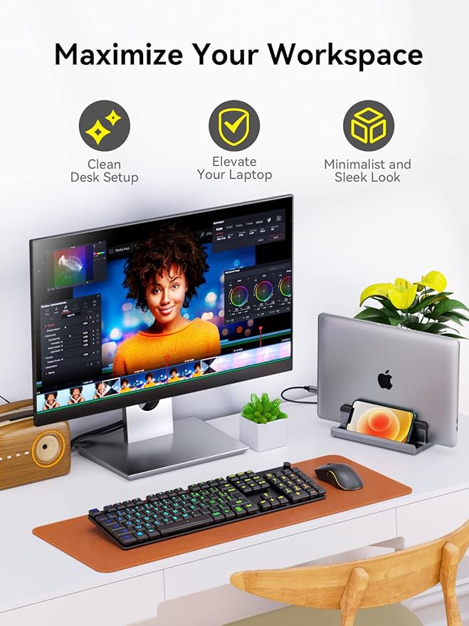 Laptop Docking Station Stand for mac, QUUGE 8 in 1 USB C Dock with HDMI 2.0 4K 60Hz, RJ45 Ethernet, 2 USB3.0 Ports, 100W PD, TF/SD 3.0, Desktop Management Docking Station