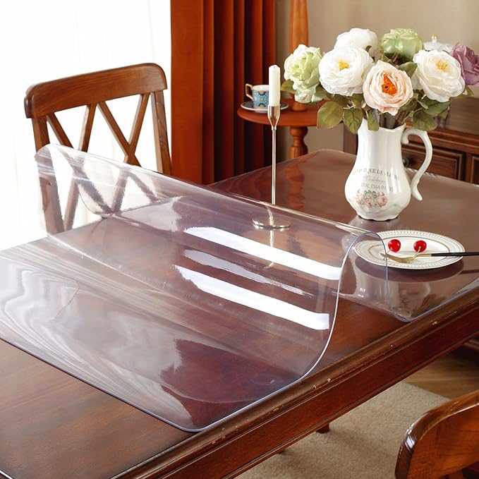 Clear Table Protector 28 x 72 Inch, 1.5mm Thick Plastic Table Cover, Waterproof PVC Clear Tabletop Protector, Desk Protector Mat, Writing Desk Pad for Desktop, Coffee & Dining Room
