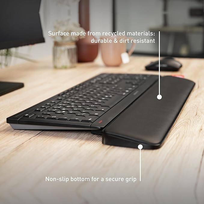CHERRY PALMREST Ergo, Extra-Wide Ergonomic Wrist Rest, Compatible with Any Keyboard, Extendable Feet, 3 Different Tilt Angles, Comfortable, Non-Slip Bottom, Black