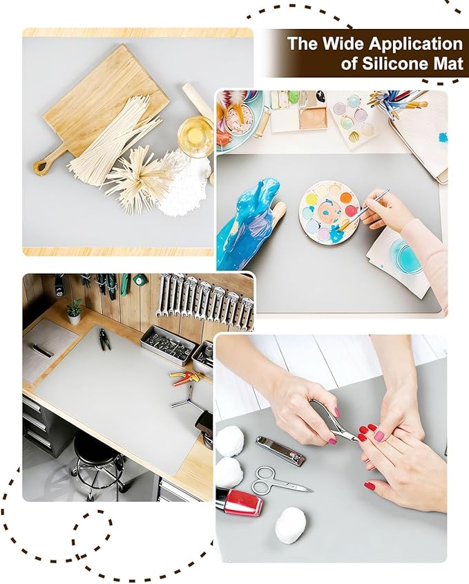 Silicone Crafting Mat for Artists, 32"x24"x1.2mm Large Nonstick Art Sheet for Resin Craft, Jewelry Casting, Acrylic Painting, Clay Work, Heat Resistant Desk Protector and Placemat | Gray