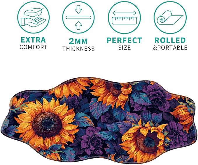 Large Gaming Mouse Pad for Desk,35.4 * 15.7in,Irregular Wavy Stitched Edges,XL Mousepad with Anti-Skid Rubber Base,Keyboard and Mouse Mat,Office Desk Writing Pad,Sunflower