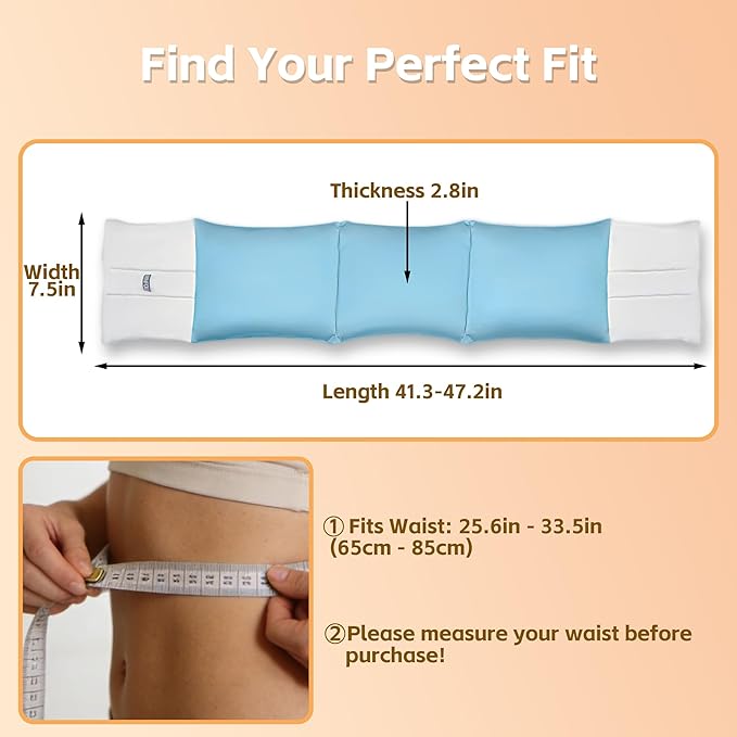 Lumbar Support Pillow for Office Chair & Sleeping, Wrap Around Lower Back Pillow with Breathable Ice Silk Cotton, Provides Comfortable Lower Back Support for Side/Back/Stomach Sleepers
