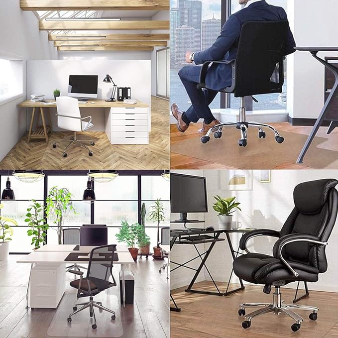 2 Pack Office Chair Mat for Hardwood Floors, 60"x48" Desk Chair Mat for Rolling Chair on Hard Floor, Heavy Duty Floor Protector for Home or Office, Easy Clean and Glide Without Curing