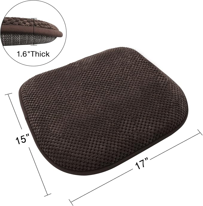Brown Kitchen Chairs Cushions Non Slip Foam Office Seat Cushions Washable Soft Thick Pads Large Wooden Metal Tapered Dining Chair Cushions,17" x 15"