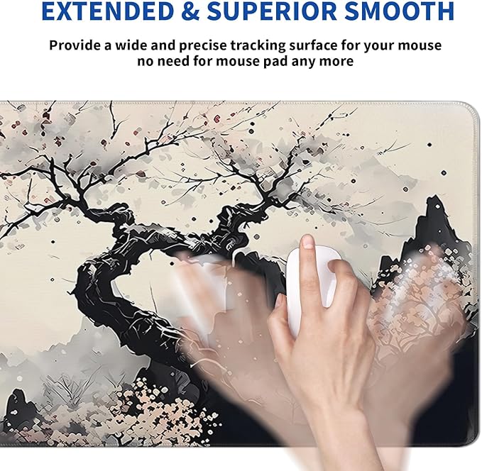 Japanese Mouse Pad, Large Japanese Desk Mat, XL Anime Gaming Keyboard Mat, Non-Slip Rubber Base, Big Extended Desk Protector for Office and Home, 31.5”x11.8”