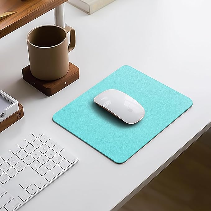 Leather Desk pad Protector, Office Mat, Large Mouse Mat, Non-Slip PU Leather Blotter, Laptop Desk Pad,Waterproof Laptop Computer Desk Keyboard Mat for Office/Work/Home/Decor (Light Blue, 11in*8in)