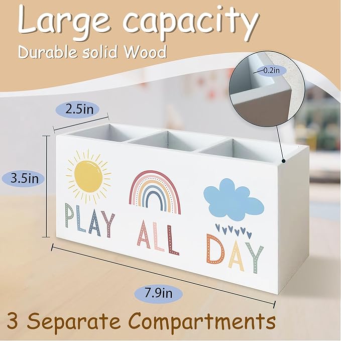 Play All Day Pen Pencil Holder for School Counselor Office Classroom Desk, You Are Brave Motivational Pen Pencil Holder Organizer for Therapy Kids Boys Girls Room Decor, Inspirational Office Decor