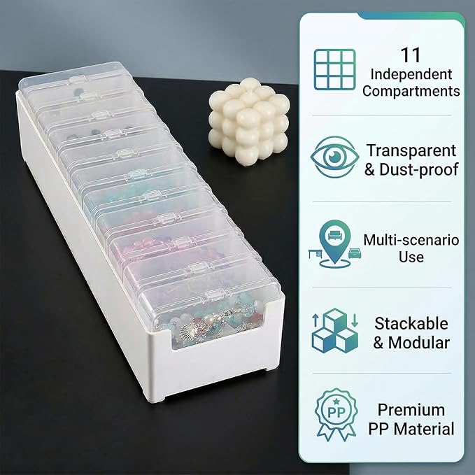 Clear Cable Organizer Storage Box, 2 Pcs 11 Box Desktop Cable Management with Switch, Power Cord Organizer for Office,Home,Desk Accessories Storage Stationery Supplies and Accessories