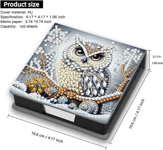 Owl Diamond Painting Kit Note Box,Memo Paper Storage Box Diamond Art,Sticky Note Holder Diamonds Art,Diamonds Painting Memo Pad For Office Desk. (owl)