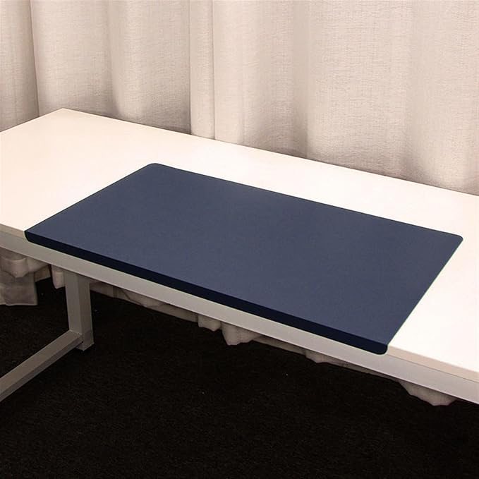 Lifup Non-Slip Desk Pad Protector, Self Adhesive Writing Mat with Full Grip Fixation Lip, Waterproof PU Leather Large Mouse Pad for Home Office Gaming Dark Blue 35.4" x 23.6"
