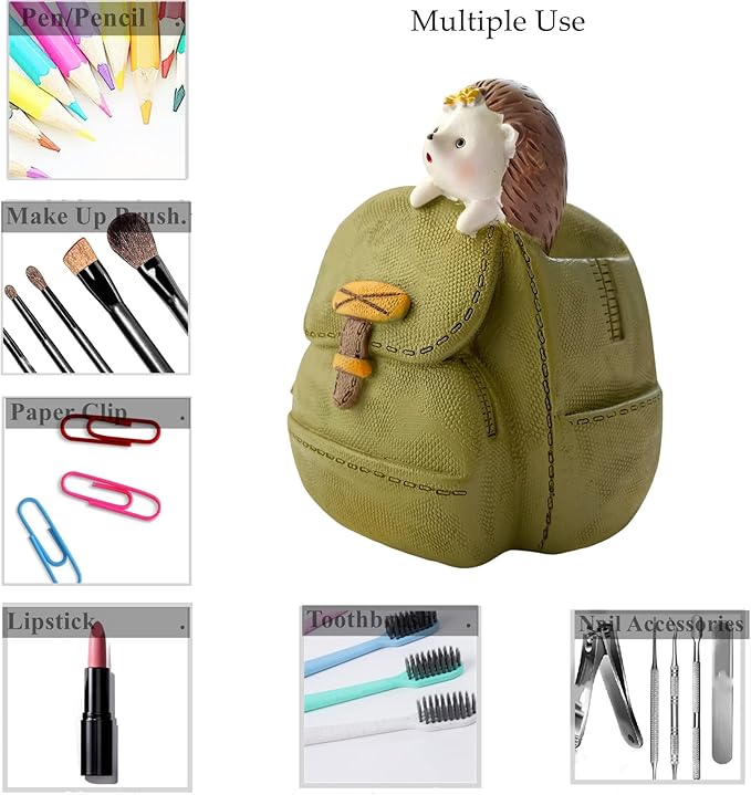 Cute Small Pen Pencil Holder, Kawaii Resin Cat Dog Dinosaur Rabbit Animal Paper Clip Toothbrush Mini Storage Organizer Office Desk Decorations