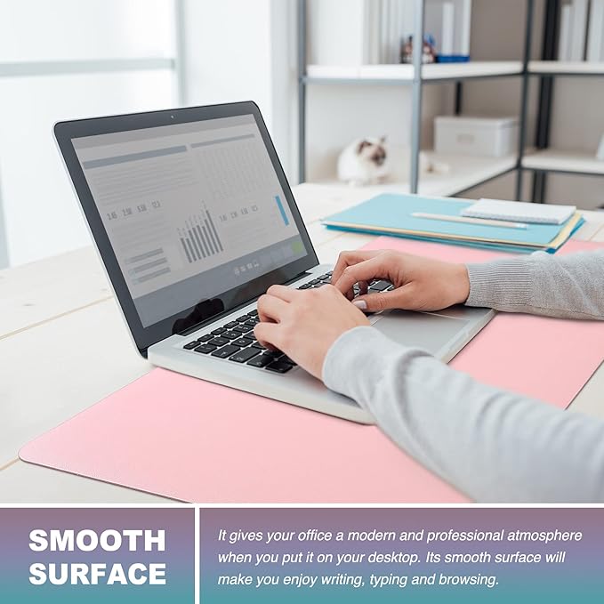 K KNODEL Non-Slip Desk Mat, Desk Pad, Desk Blotter, Desktop Mat for Desk, Large Desk Protector, Office Computer and Laptop Mat for Desk (31.5"x15.7", Pink)