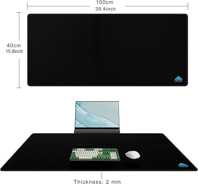 Cacoy 40” x 16” Large Gaming Mouse Pad for Desk, Extended Rectangular Keyboard Mouse Mat, XXL Desktop Accessories Mat, Smooth-Textured Non-Slip Rubber Base Computer Desk Pad for Office and Home, Black