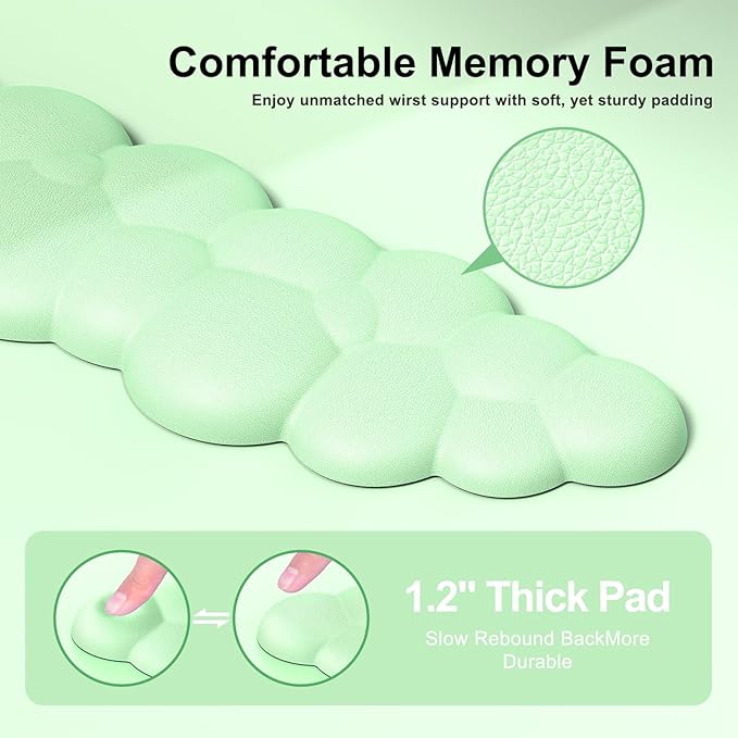 MOKURU Cloud Mouse Pad with Wrist Rest, Cloud Keyboard Wrist Rest, Mouse Pad Wrist Support, Ergonomic Keyboard Mouse Wrist Support (Green)