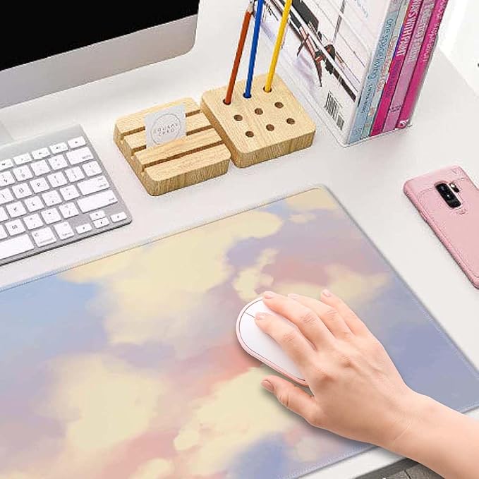 Desk Mat Pastel Color Sky Large Keyboard Mouse Pad for Laptop PC Setup Desk Cover Protector Desk DéCor for Office Home Work Gaming 31.5" X 11.8" Stitched Edge Non-Slip Design