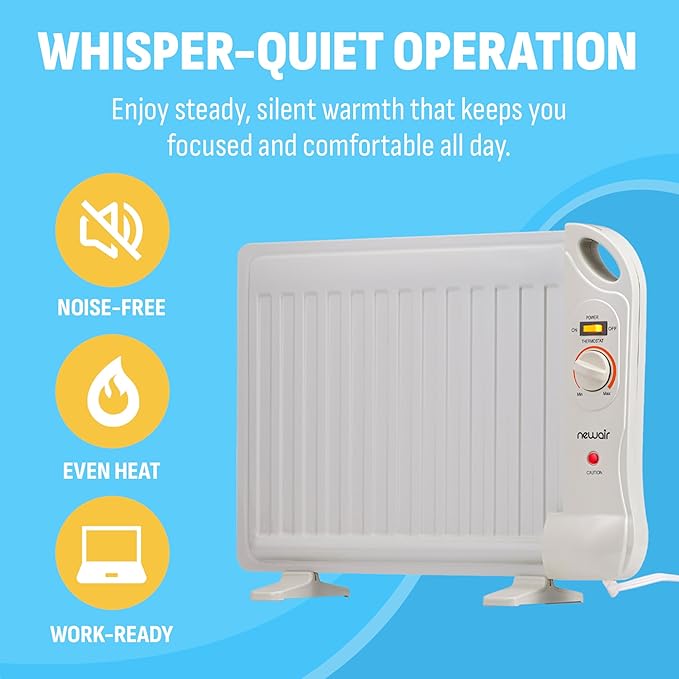 NewAir Portable Space Heater for Indoor Use | Ideal Heater for Bedroom, Office or Under Desk | Electric, Energy Efficient and Noiseless