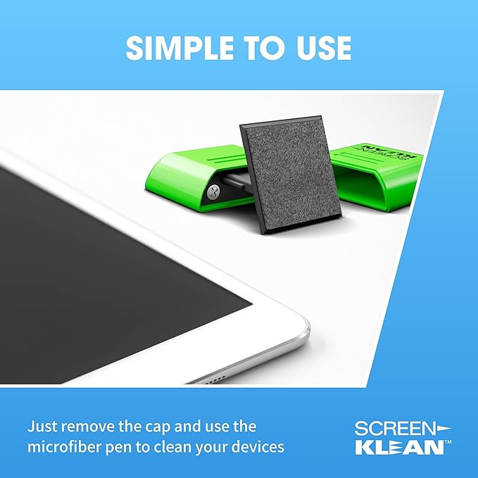 CarbonKlean ScreenKlean Tablet Screen Cleaner - Compatible with iPad, Android & Amazon - with Carbon Microfiber Tech-Injected Green-1 Count (Pack of 1)