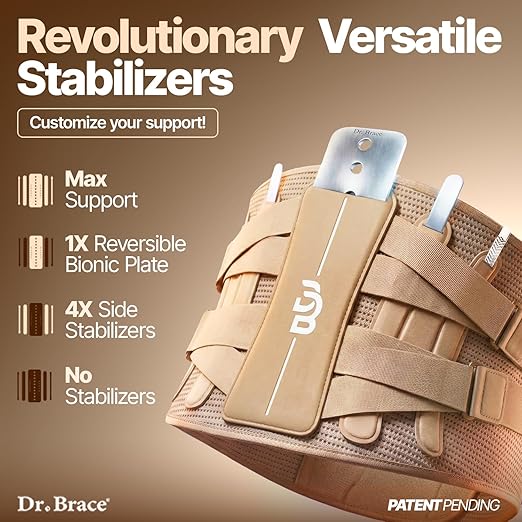 DR. BRACE® Lower Back Brace for Men & Women for Lower Back Pain Relief, Revolutionary Versatile Splints System & Removable Lumbar Pad, Adjustable & Breathable Back Support Brace (47.2-53.1″)