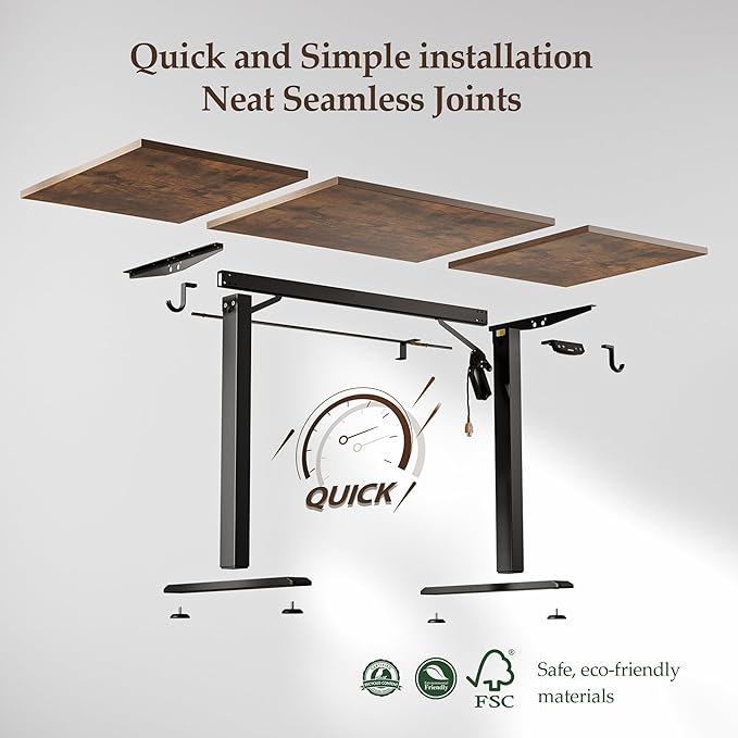 Klicelor 63 Inch Large Electric Standing Desk, Height Adjustable Office Desk, Sit Stand Up Computer Gaming Desk with Memory Preset, Three-Piece Desktop, Rustic Brown