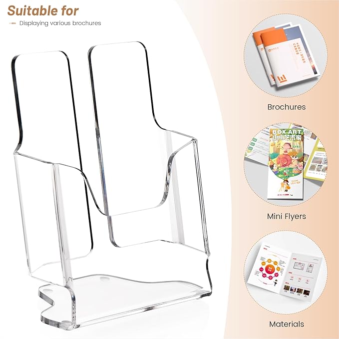 YUXUN Acrylic Brochure Holder 6x8 Inch,Clear Countertop Display Stand,Pamphlet Holder for Trifold Flyers,Booklets,Menu,Leaflets,Photocards for Office,Home,Store,1 Pack,A5