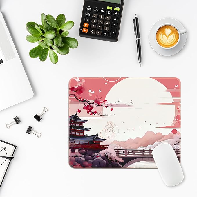 FreeNook Japanese Small Gaming Mouse Pad 10.2 x 8.3 in Computer Mouse Pad Anime Gaming Mousepad, Expanded Architecture Cute Desk Pad with Nop-Slip Suitable for Home Office