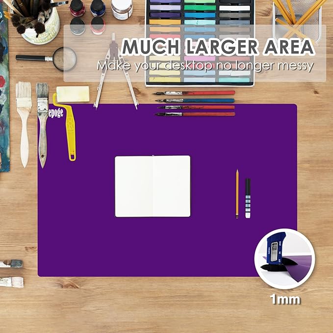 36.2" x 24" Extra Large Silicone Mat for Epoxy Resin, Nonstick Silicon Mats for Crafts Jewelry Casting, Non-Slip Kitchen Table Placemats for Countertop Protector Heat Resistant by Foepoge, Purple