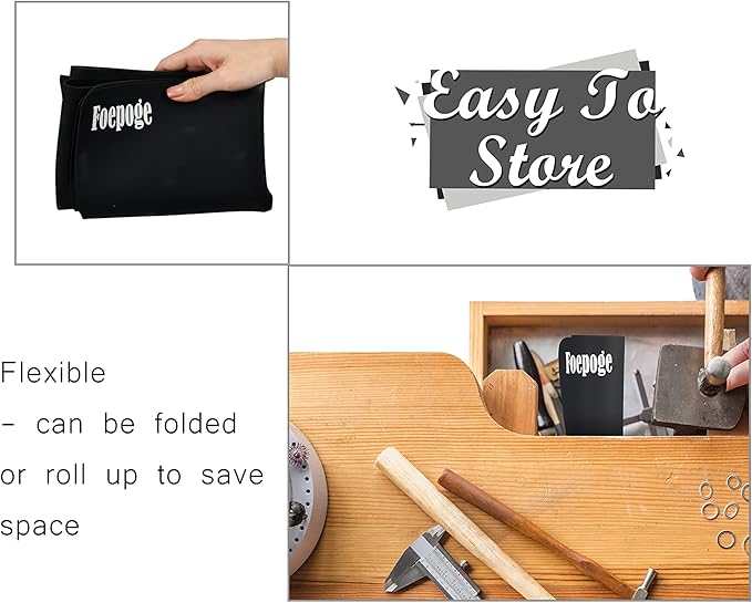 Foepoge 27.9”x20” Extra Large Silicone Sheet for Crafts, Nonstick Silicon Mat for Resin, Epoxy Art Placemat for Jewelry Casting, Reusable Painting Pad, Heat Resistant Countertop Cover - Black