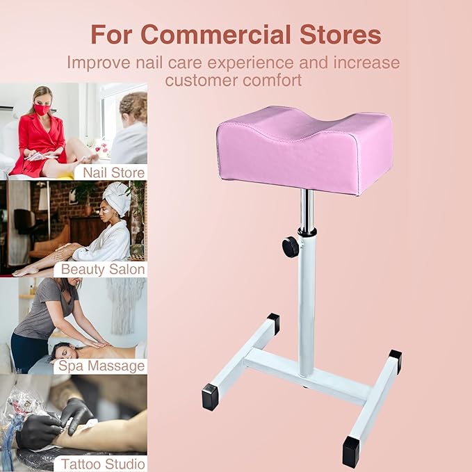 Pedicure Foot Rest,Height Adjustable Pedicure Chair,Non-Slip Pedicure Stool for Massage Office or Home,Pink