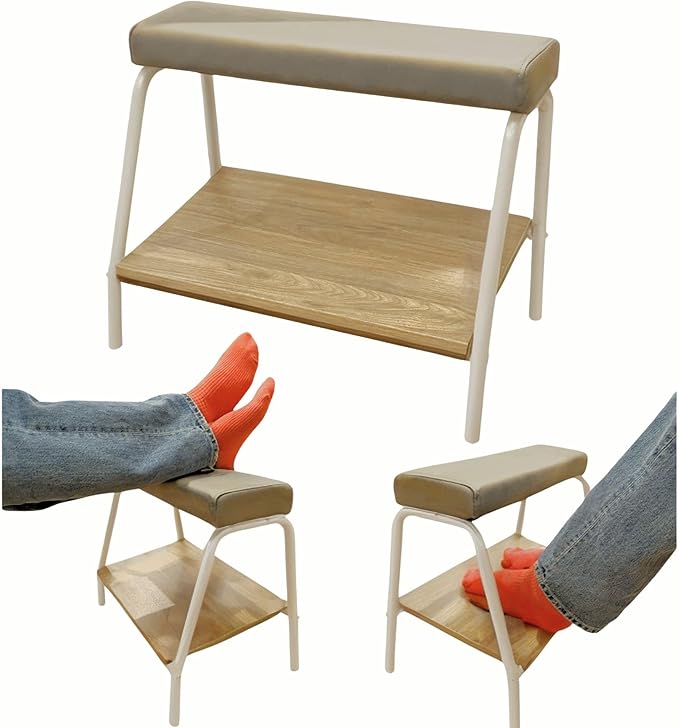 Double Step Footrest Under Desk Versatile Foot Stool Ottoman for Comfortable Desk Work Office Life (White)