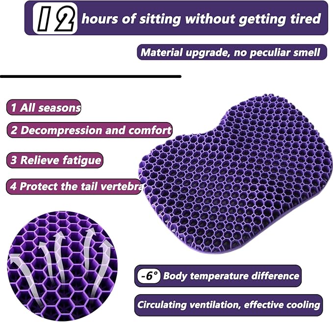 Breathable Mat, Premium Comfort Seat Cushion,1.9 Inches Thick,Soft & Breathable Long Sitting Pressure Relief,Great for Office Chairs, Wheelchair, Car Seat, Prevent Sweaty Bottom
