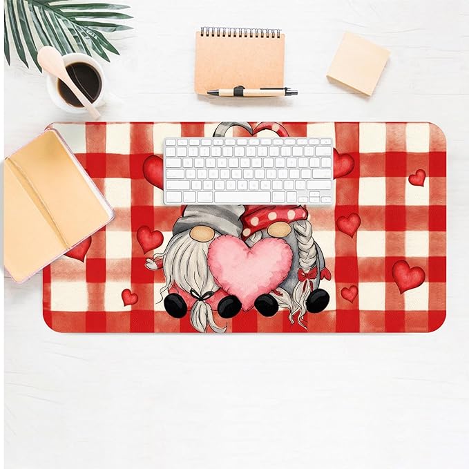 Christmas Mouse Pad PU Leather Red Peach Heart Desk Mat Large Waterproof Gaming Pad Non-Slip Keyboard Mouse Pad Writing Pad for Gamer Office&Home