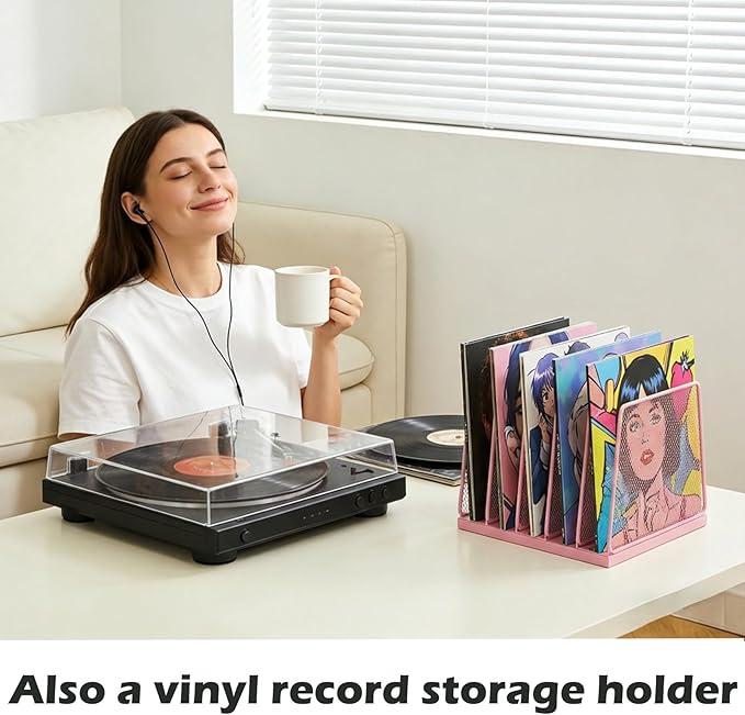 AUPSEN 5-Section File Organizer for Desk, Wood Mesh Desktop File Organizer, File Sorter Storage Rack, Vertical Folder Holder for Files, Magazines, Books (Pink)