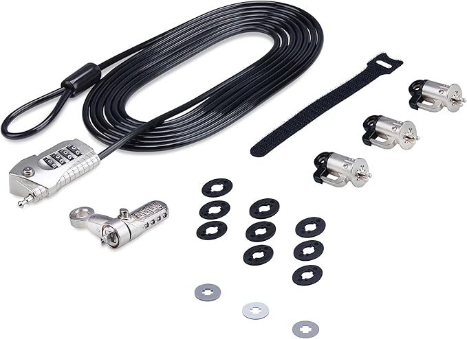 StarTech.com Laptop/Desktop & Peripheral Lock Kit, Theft-Deterring Security Lock, K-Slot, 10ft (3m) Steel Cable, 3X Devices