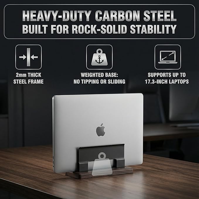 Vertical Laptop Stand for Desk - Adjustable Laptop Holder for MacBook & Most Laptops