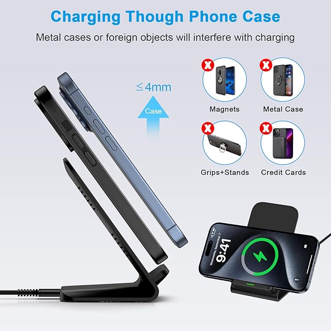 Wireless Charger Samsung Fast Charging Stand for Samsung Galaxy S26 Ultra S26+ S26 S25 S24 S23 S22 S21 S20 Ultra FE, 15W Android Phone Wireless Charger Stand for Pixel 10a 10 9 Pro XL Fold 8a 7 Pro