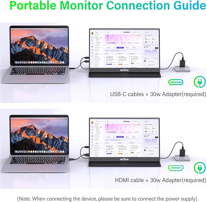 InnoView 2K Portable Monitor for Laptop 15.6" QHD 100% sRGB with Protective Sleeve, Built-in Speaker USB C Standard HDMI Ultra-Slim Travel Monitor for Laptop MacBook Phone PS5 Xbox Switch