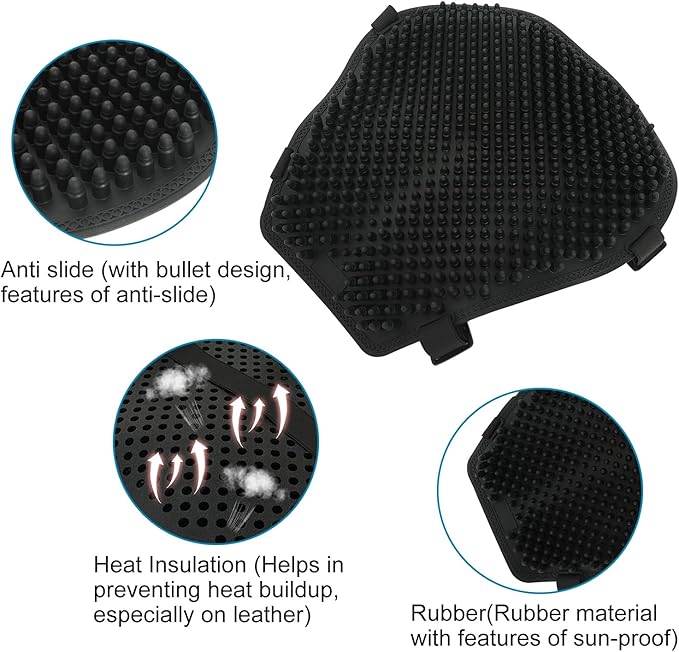 SUNPIE Motorcycle Seat Cover with Bullet Design Universal Silicone Breathable Comfortable Pad for Motorbike Long Rides