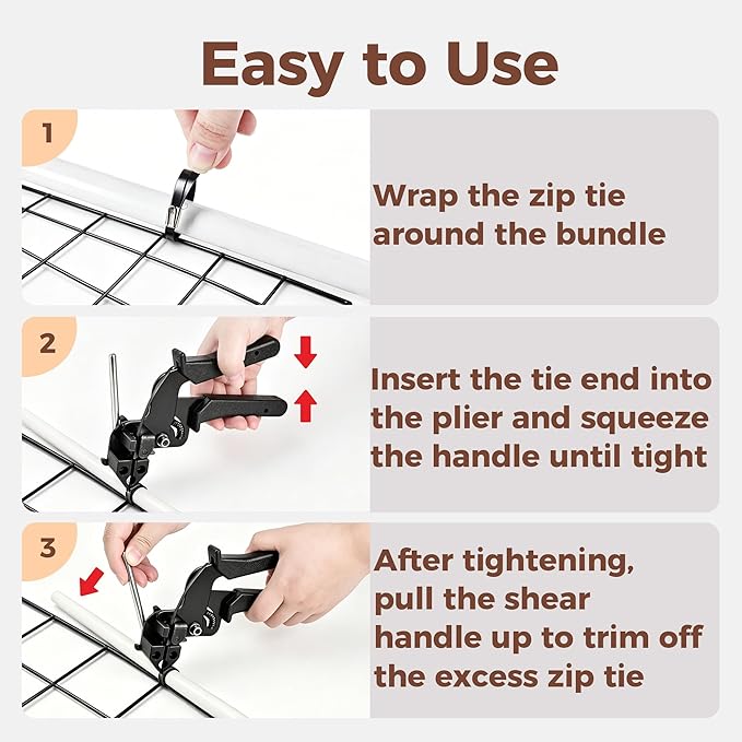 Stainless Steel Cable Tie Gun Kit, 300 Pcs Black 304 Stainless Steel Zip Ties with Cutter, Heavy Duty Metal Cable Ties, 200 11.8-Inch and 100 7.8-Inch for Fence, Farm, Chicken Coop, Pipe