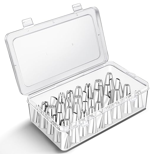 Piping Tips Storage Box with Fixed Pins, 42 Pegs Piping Tip Set Organizer Case, Cake Decorating Kit Storage Organizer