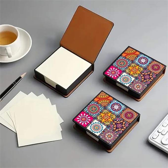 Mandala Diamond Painting Kit Note Box,Memo Paper Storage Box Diamond Art,Sticky Note Holder Diamond Art,Diamond Painting Memo Pad For Office Desk. (Mandala)
