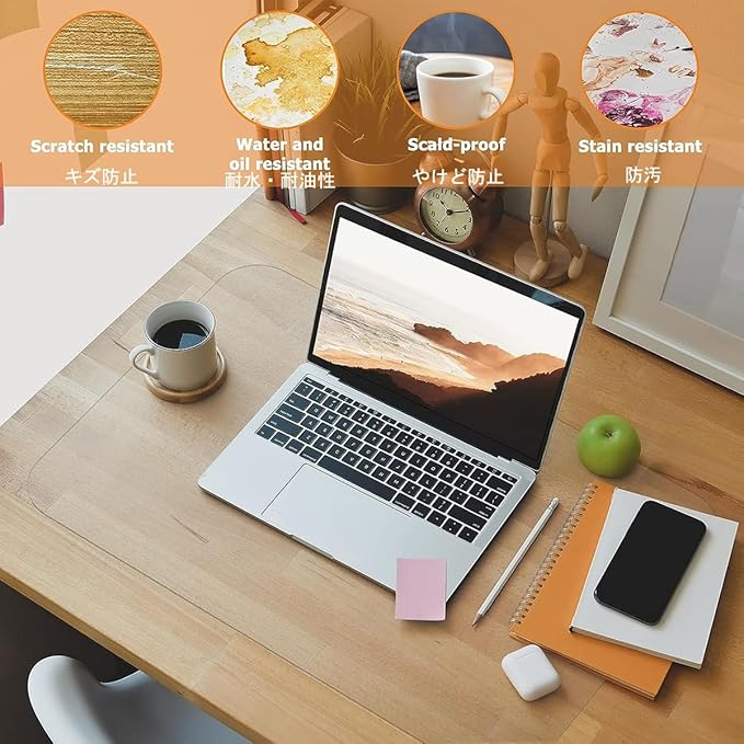 Clear Desk Mat Multi-Functional Transparent Pad 1.0mm Thick 12" X 12" 14" X 47" 16" X 55" 20" X 59" Durable Plastic Desk Protector Waterproof Wipeable (Color : Clear, Size : 14"x24")