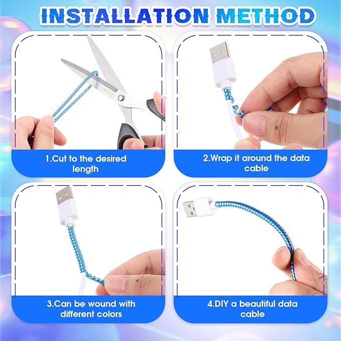 Frienda 10 Pcs Cord Protectors from Pets No Chew Spiral Cable Protector 43.3'' Phone Charger Cover Data Cable Protective Sleeve Chew Proof USB Wire Cover Stylish for Cat Dog Rabbit (Cool Colors)