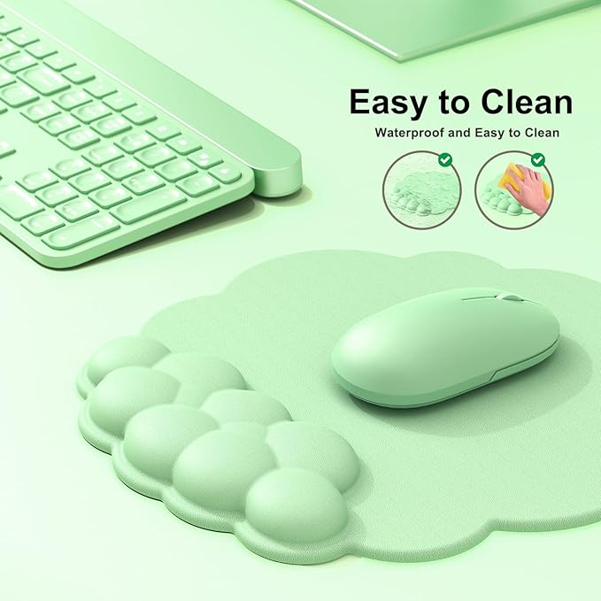 MOKURU Cloud Mouse Pad with Wrist Rest, Cloud Keyboard Wrist Rest, Mouse Pad Wrist Support, Ergonomic Keyboard Mouse Wrist Support (Green)