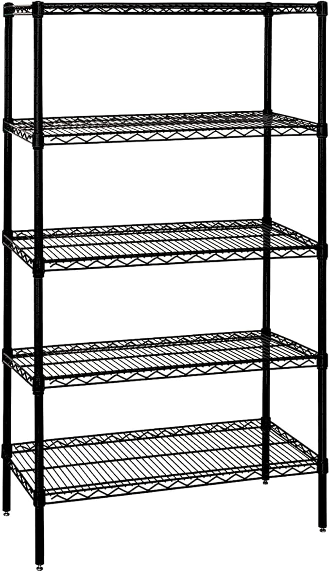 Quantum Storage Systems WR74-1824BK Starter Kit for 74" Height 4-Tier Wire Shelving Unit, Black Finish, 18" Width x 24" Length x 74" Height