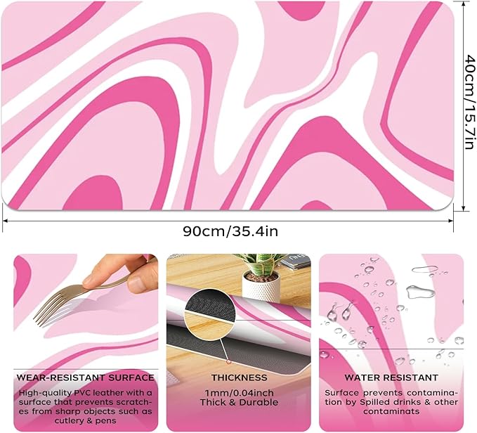 Large Desk Mat 35.4" x 15.7", PU Leather Desk Mats Mouse Pad Protector, Large Mouse Pad Non-Slip, Waterproof Writing Pad for Office and Home