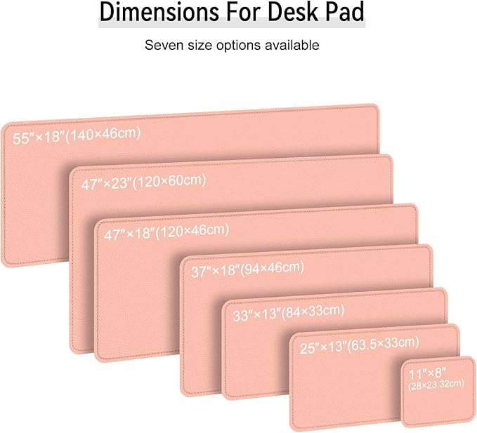 Leather Mouse Pad with Stitched Edge, Waterproof Gaming Mouse Mat for Computers, Laptop, Office & Home (Pink, 25"*13")