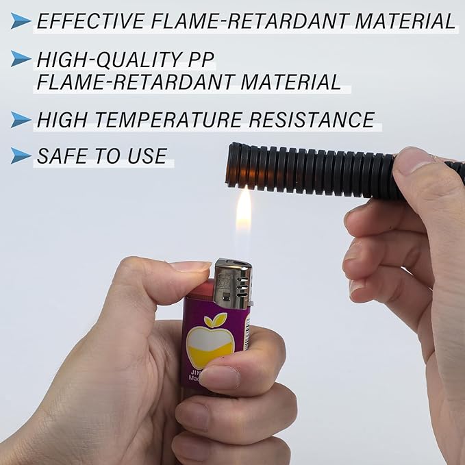 Kanayu Split Wire Loom Tubing Flame Retardant Wire Covering High Temperature Cable Sleeves Split Protector Cable Conduit for Industrial Electrical Automotive Marine(1/2''-100 ft,Black)