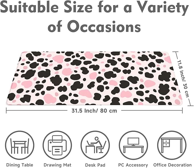 Desk Mat Mouse Pad Gaming Desk Pad XL Large Mouse Mat Office Decor Accessories (Pink Spots)