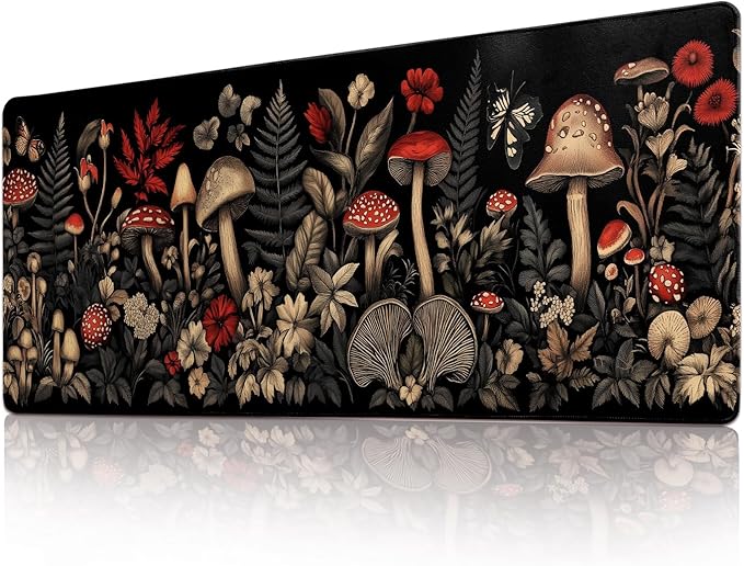 Desk Mat Mouse Pad Gaming Desk Pad XL Large Mouse Mat Office Decor Accessories (Mushroom Ferns)