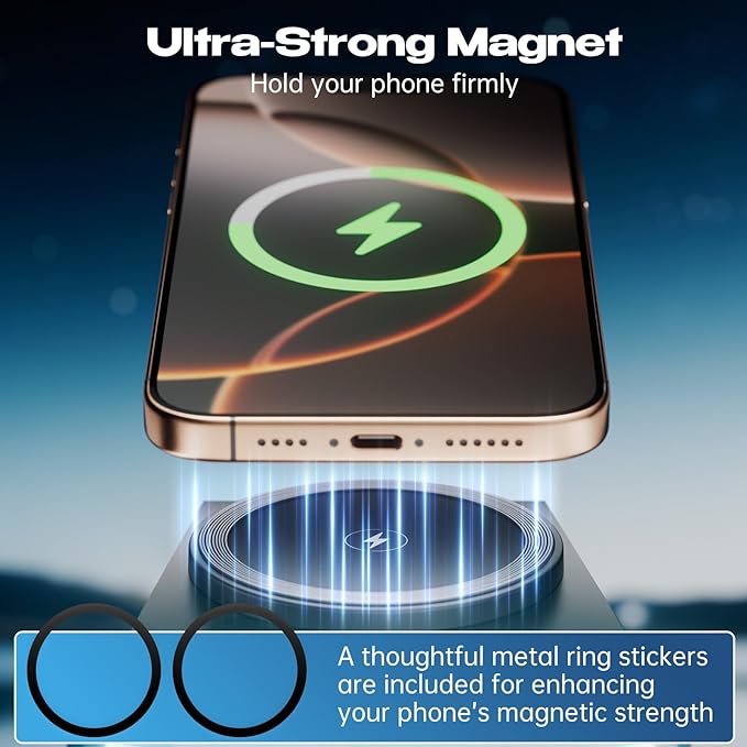 CyberDock 3-in-1 Wireless Charging Station, Cybertruck 1:25 Scale Charger with Qi2 Certified 15W Charging for iPhone iWatch AirPods, Magnetic Rotating Charger with Ambient Light, 30W Adapter, Orange